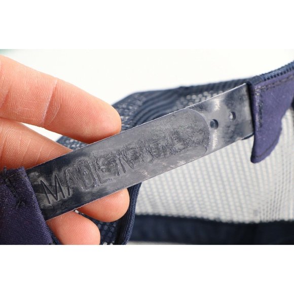 Vintage 90s Burger King Spell Out Mesh Trucker Hat Cap Snapback Navy Blue USA - Picture 8 of 8